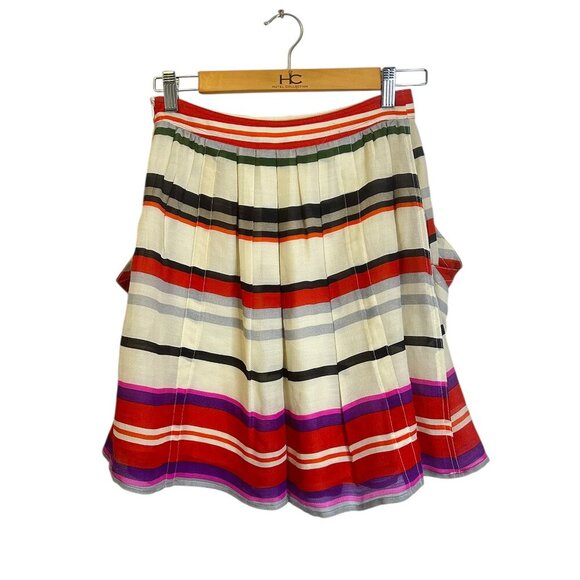Derek Lam 10 Crosby Striped‎ Skirt Sz 0 | Silk Wool Blend Colorful Twee Mini - Picture 3 of 5
